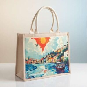 Bolso de yute personalizable con impresión full color