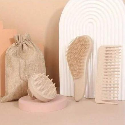 Kit ecológico de peines y masajeador capilar