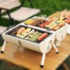 Parrilla portátil para picnic con doble bandeja