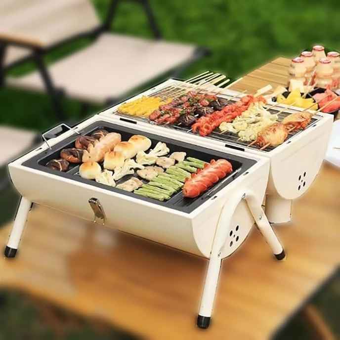 Parrilla portátil para picnic con doble bandeja
