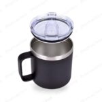 Jarro térmico de 350ml con boca ancha de acero inoxidable, mostrando la tapa transparente y el diseño interno.