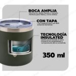 jarro térmico insulated de 350ml con tecnología de doble pared, boca amplia y tapa para evitar derrames.