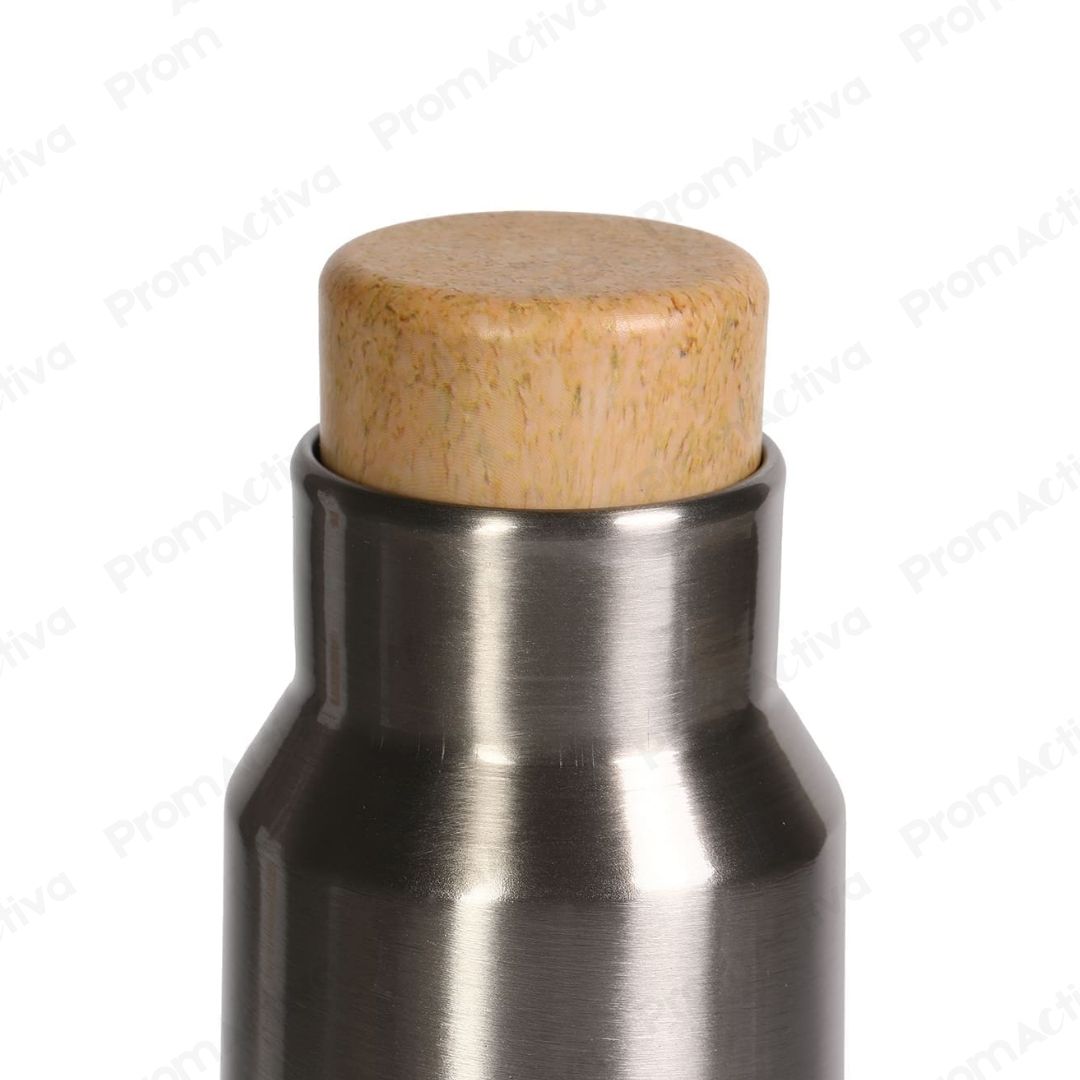 Termo de Acero Inoxidable 800ml con Tapa de Bambú