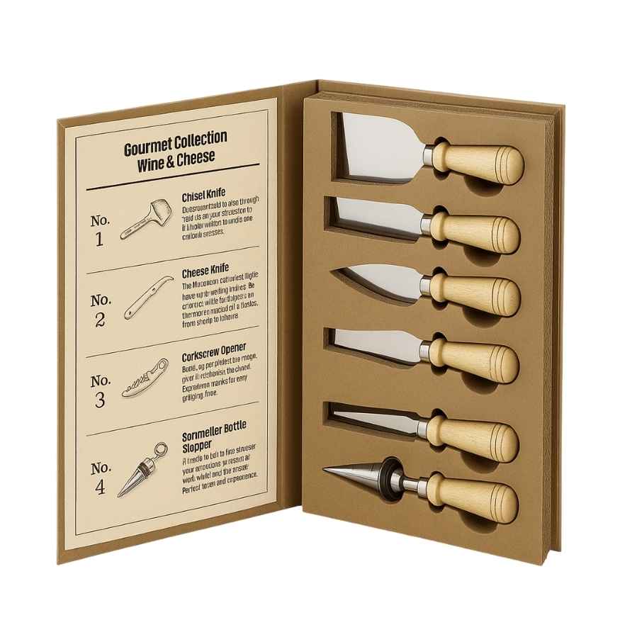 Set de accesorios de queso y vino gourmet