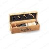 Caja de vino en bamboo con accesorios premium