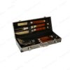 Set BBQ 5 piezas en caja de aluminio con mango de madera