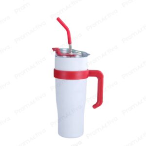 Termo con sorbete rojo 1200 ml de acero inoxidable